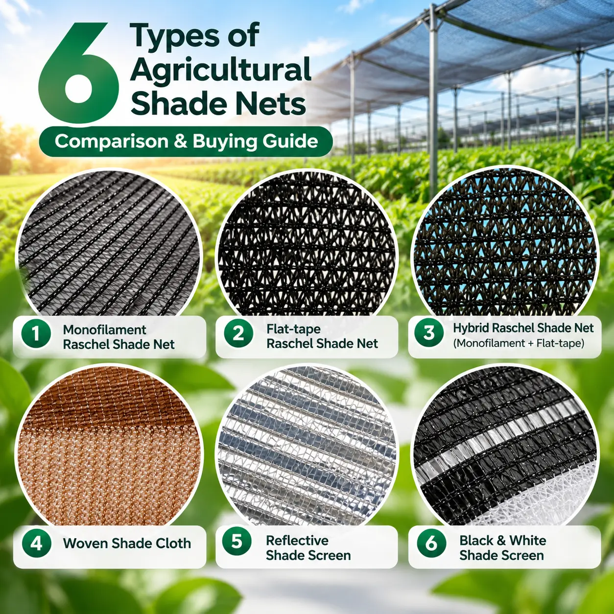Comparison and Buying Guide for Six Types of Agricultural Shade Nets